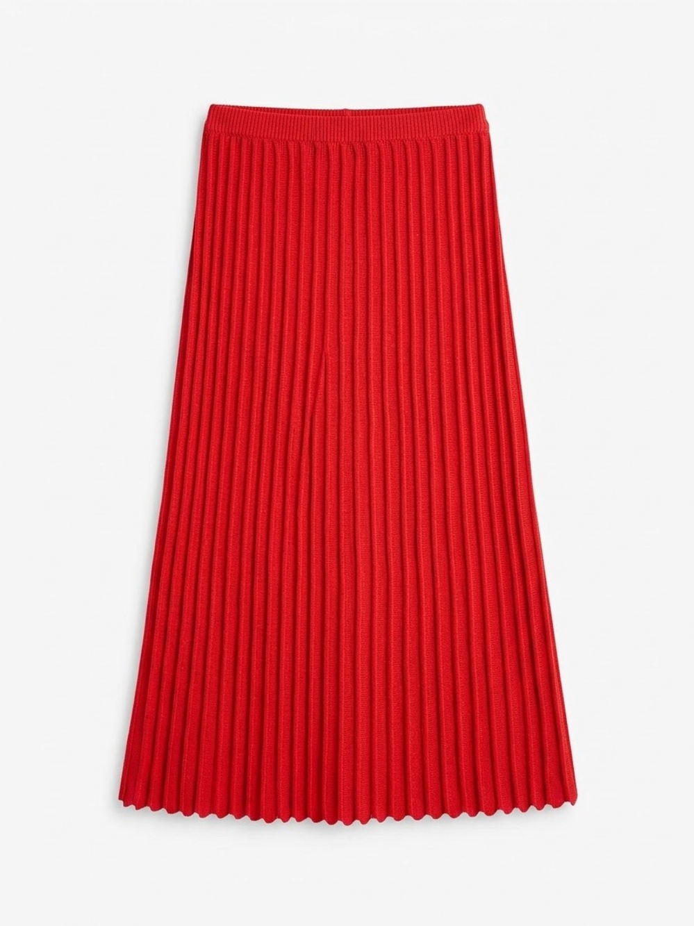 Vintage Carole Little Saint-Tropez West Red Ribbed Knit Midi Skirt Medium